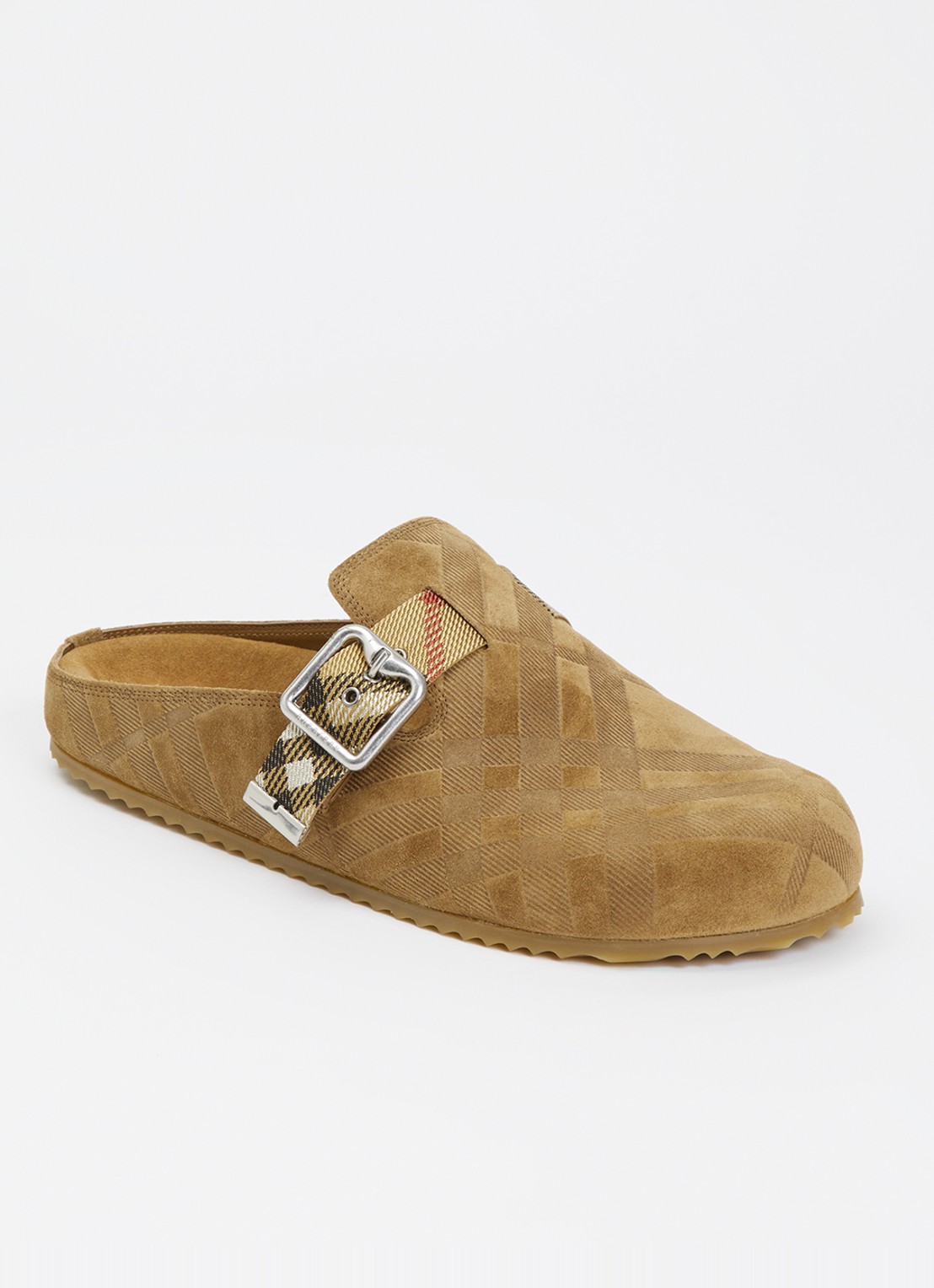 Burberry Urchin muiltje van kalfssuède met gespdetail - voorkant beige