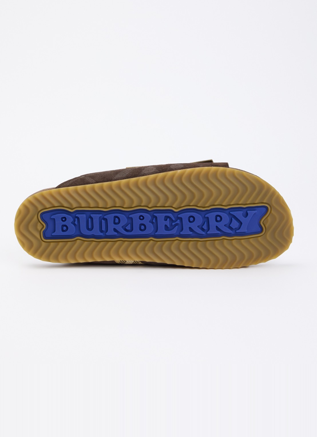 Burberry Urchin slipper van kalfssuède met ruitdessin - detail 3 donkerbruin