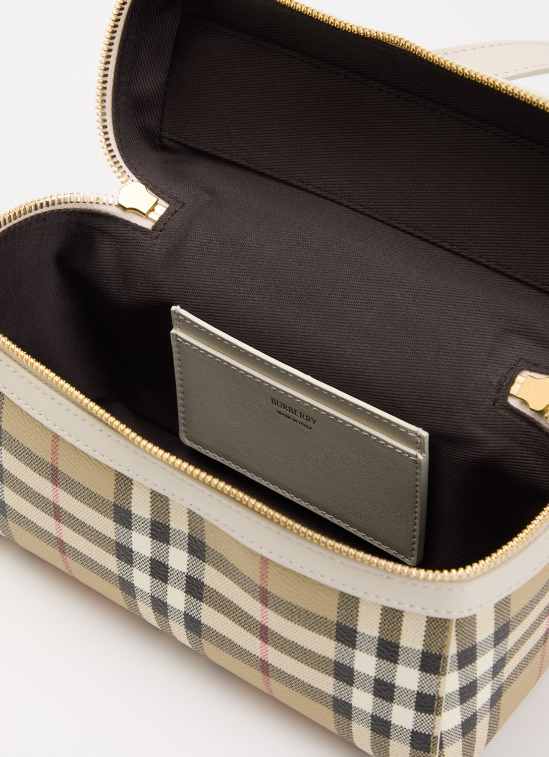 Burberry Vanity handtas met details van kalfsleer en afneembare schouderriem - detail 2 zand