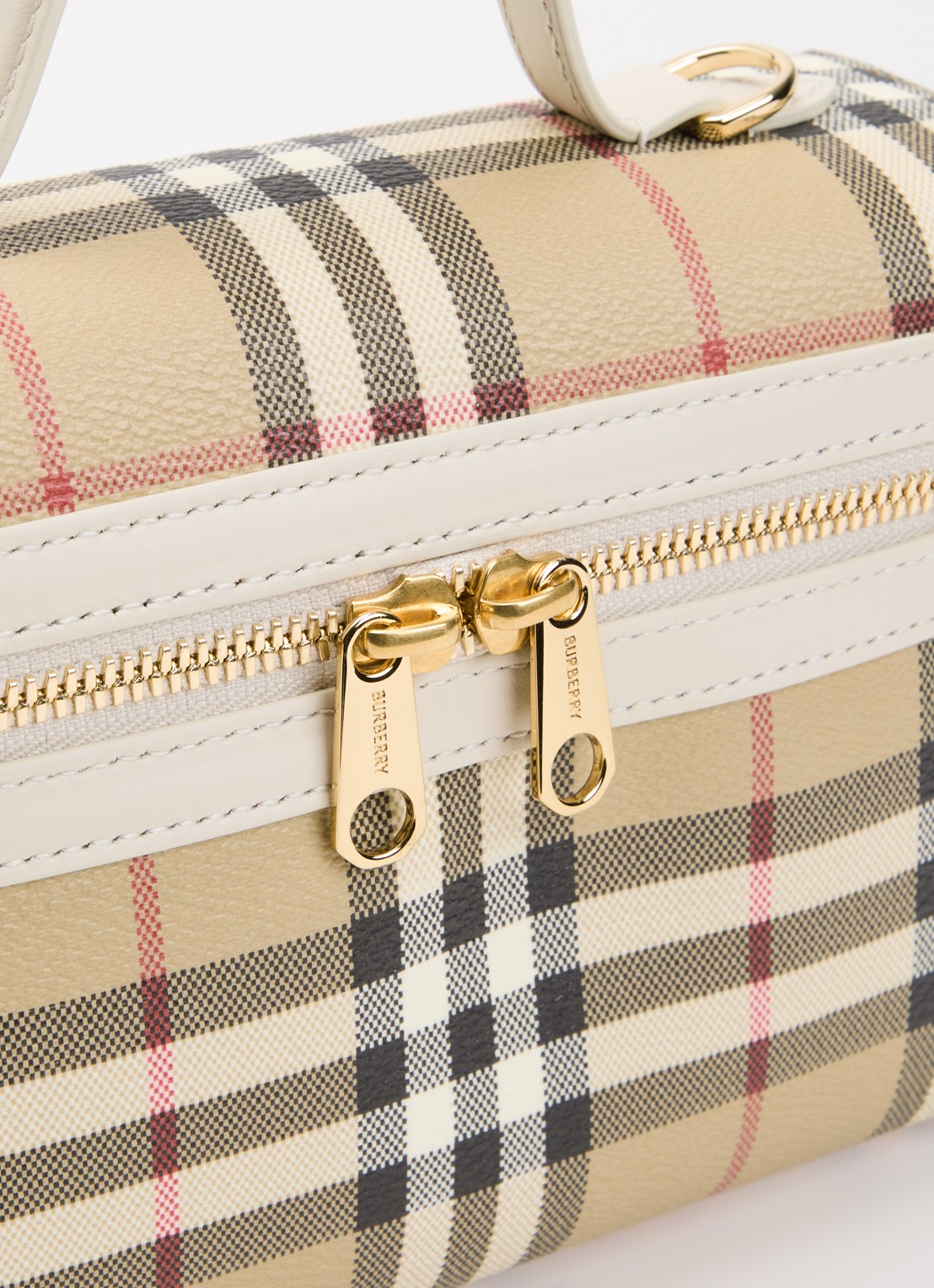 Burberry Vanity handtas met details van kalfsleer en afneembare schouderriem - detail 4 zand