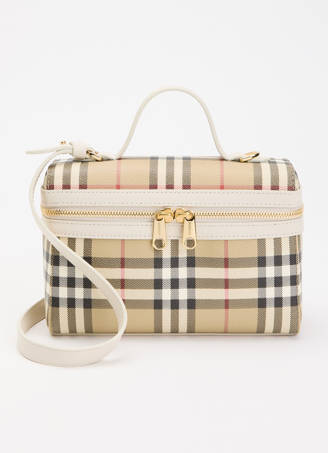 Burberry Vanity handtas met details van kalfsleer en afneembare schouderriem - voorkant 6 zand