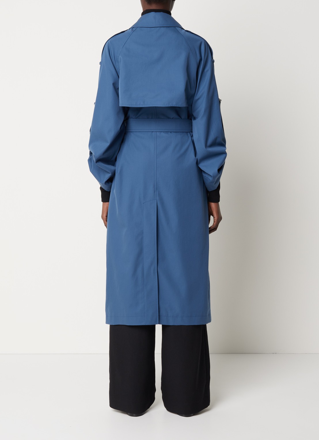 Burberry Whitmore trenchcoat met ceintuur  - achterkant petrol
