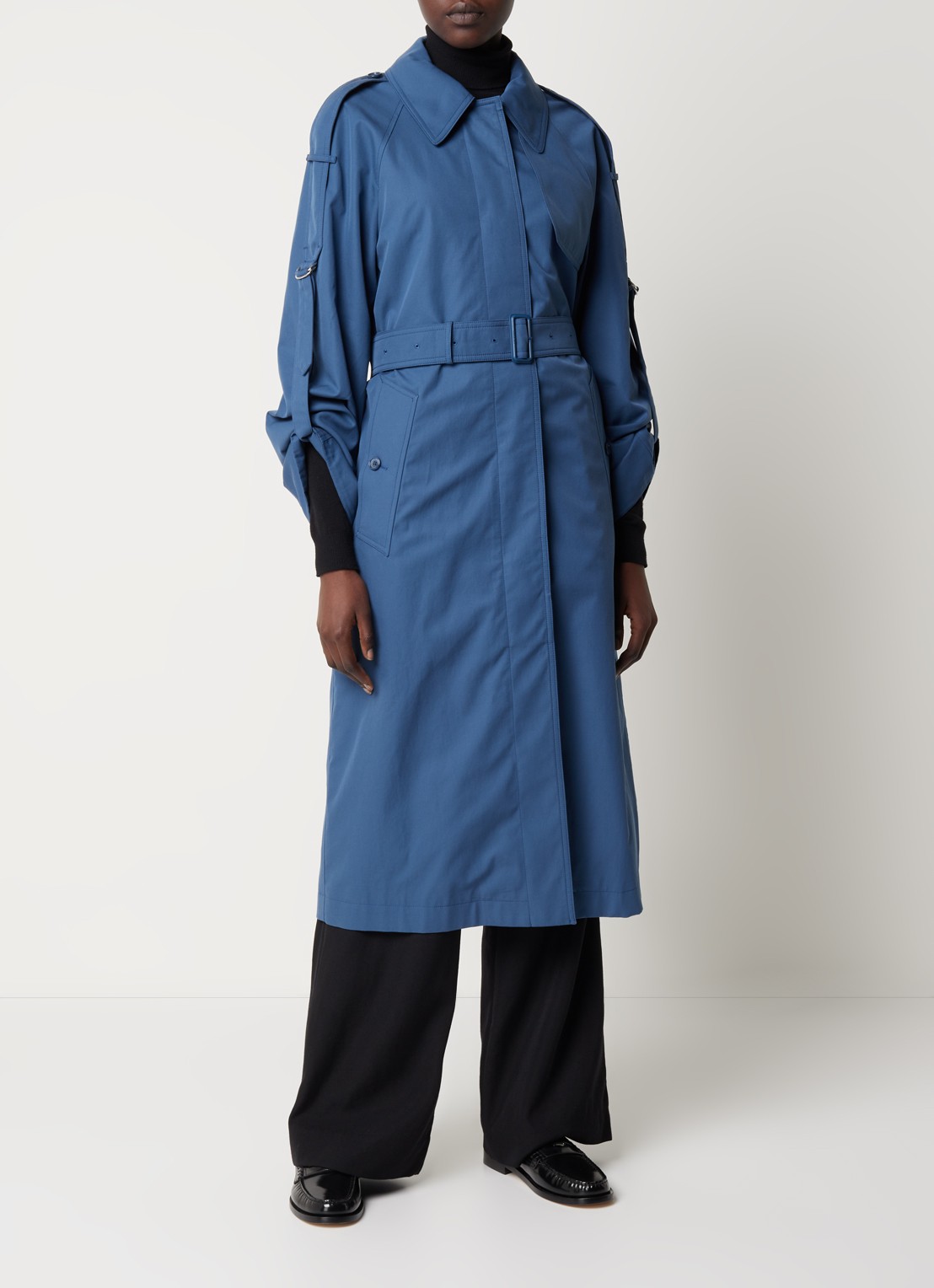 Burberry Whitmore trenchcoat met ceintuur  - voorkant 5 petrol
