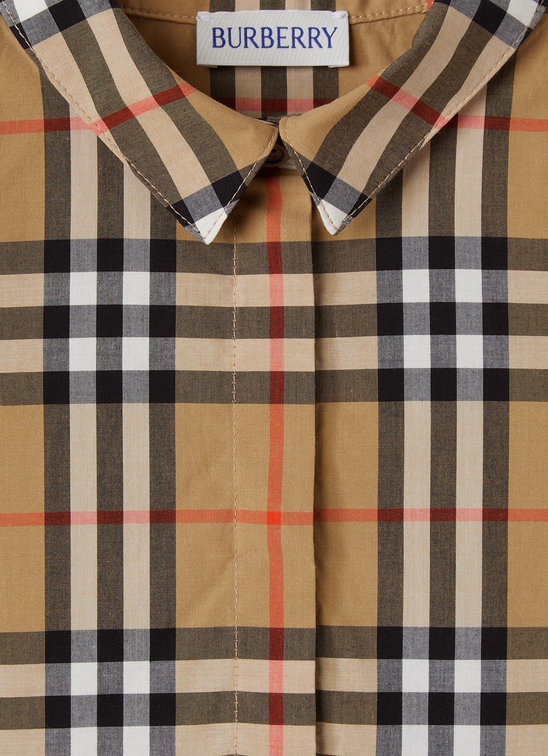 Burberry Winifred jurk met ruitdessin - detail camel