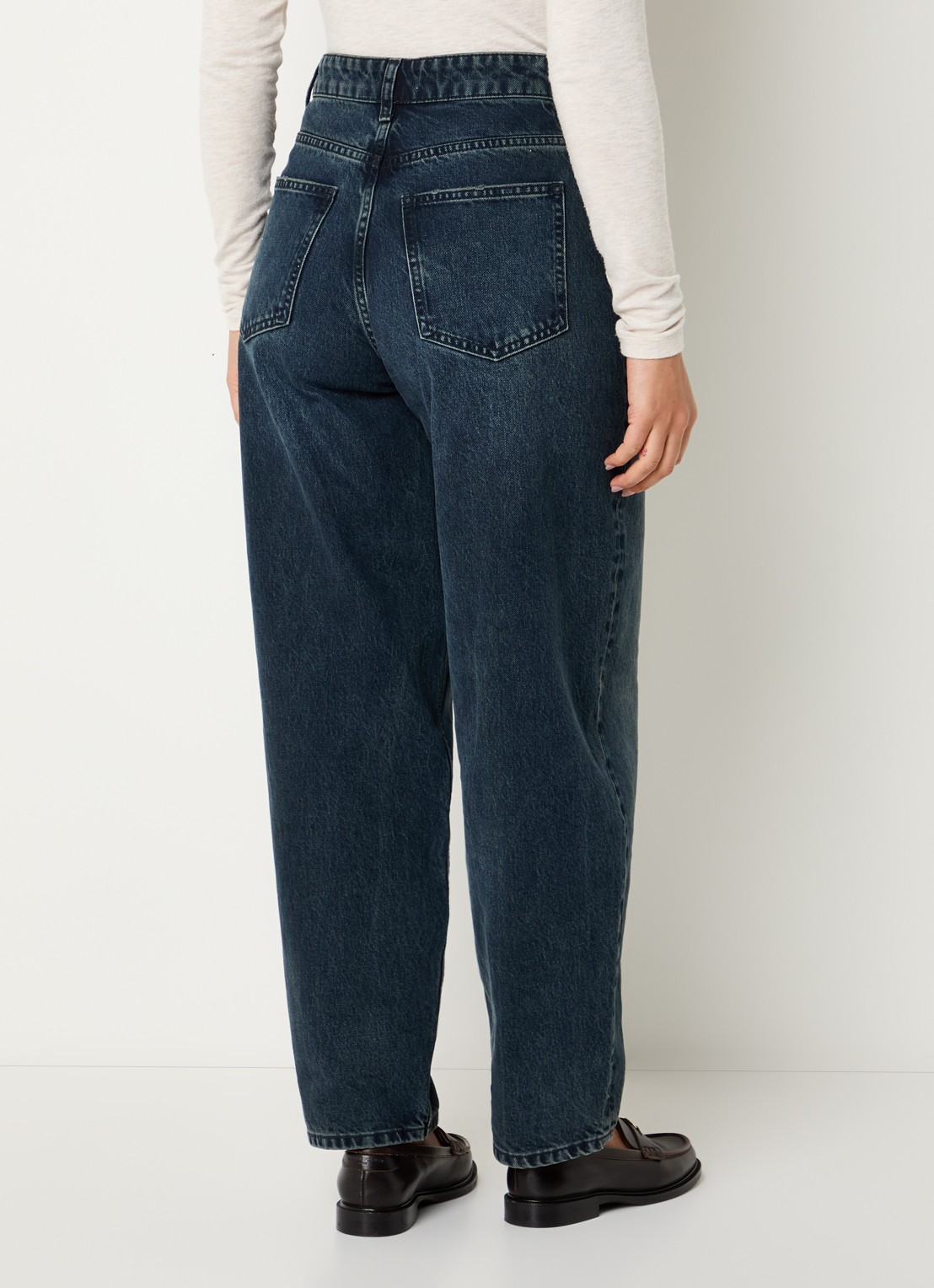 by-bar Baloe high waist wide fit jeans met donkere wassing - achterkant indigo