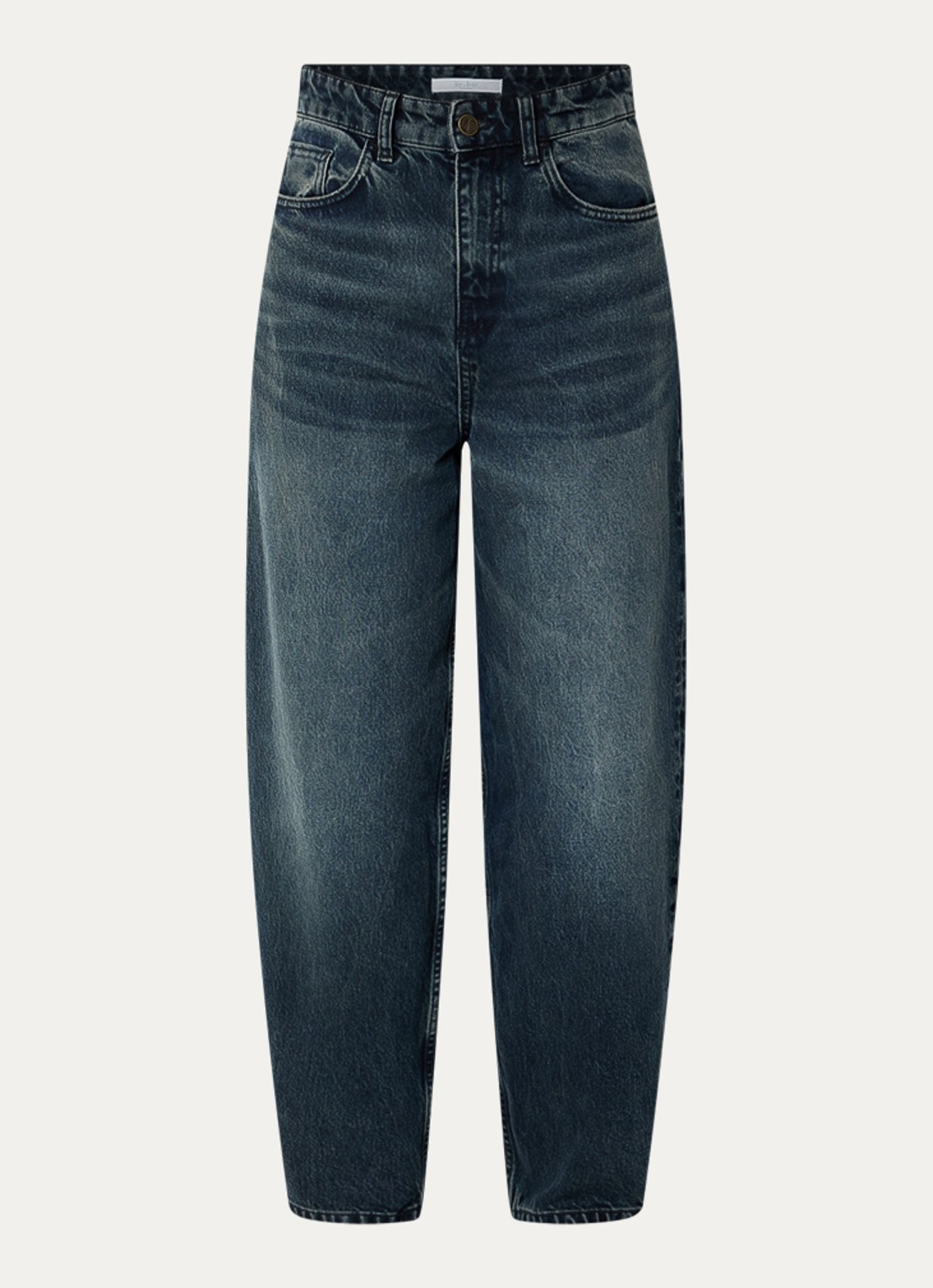 by-bar Baloe high waist wide fit jeans met donkere wassing - voorkant 2 indigo