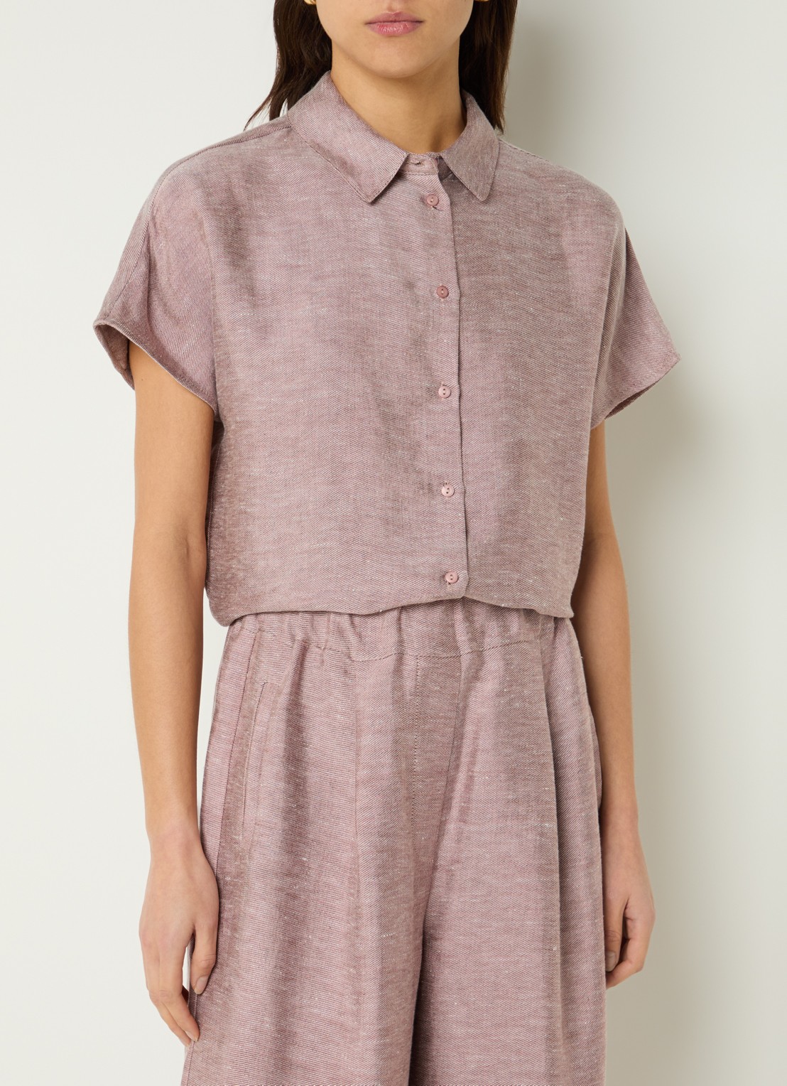 by-bar Barley blouse met gemêleerd dessin - detail 2 oudroze