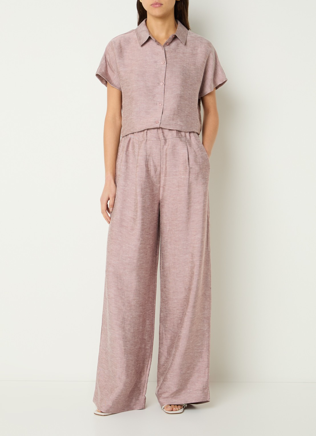 by-bar Barley blouse met gemêleerd dessin - voorkant 4 oudroze
