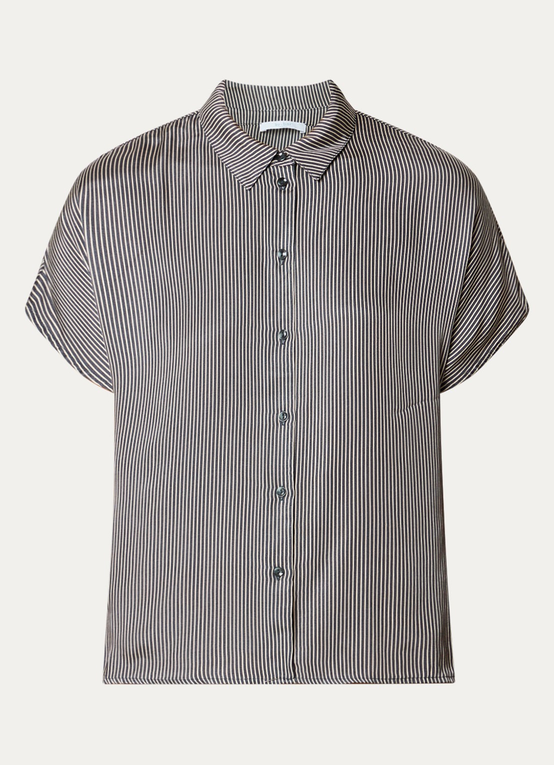 by-bar Barley blouse met streepprint - voorkant antraciet