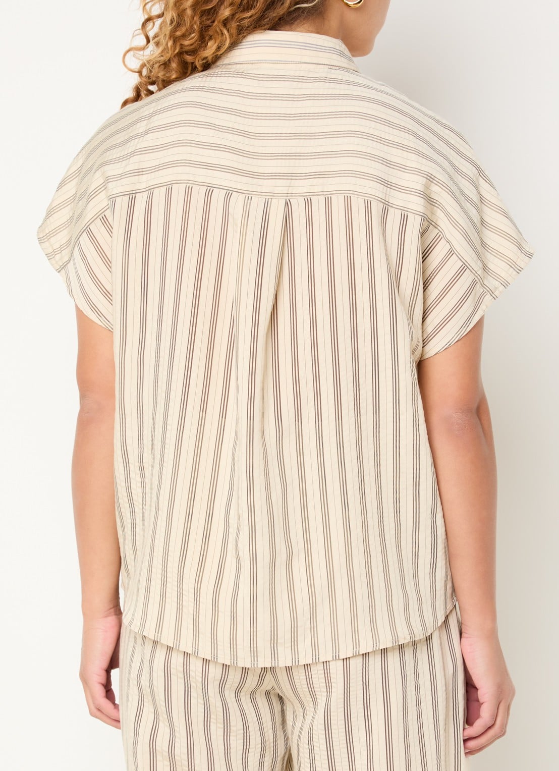 by-bar Barley blouse met streepprint - achterkant 4 vanillegeel