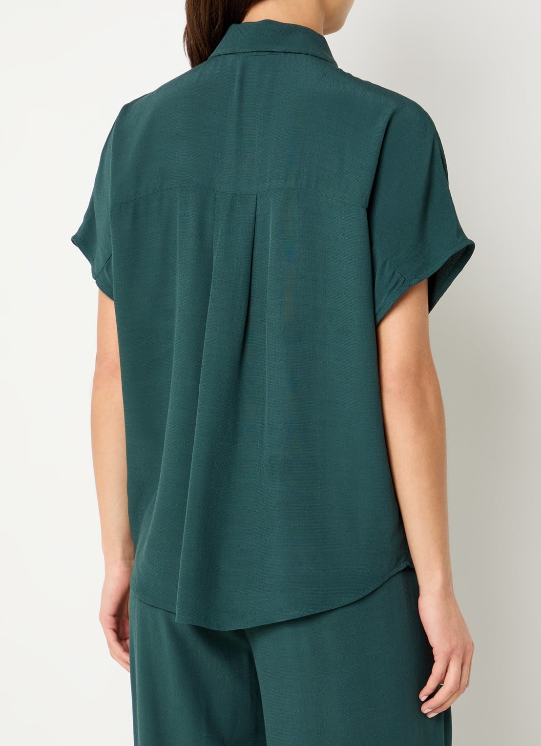 by-bar Barley blouse van crêpe  - achterkant 3 zeegroen