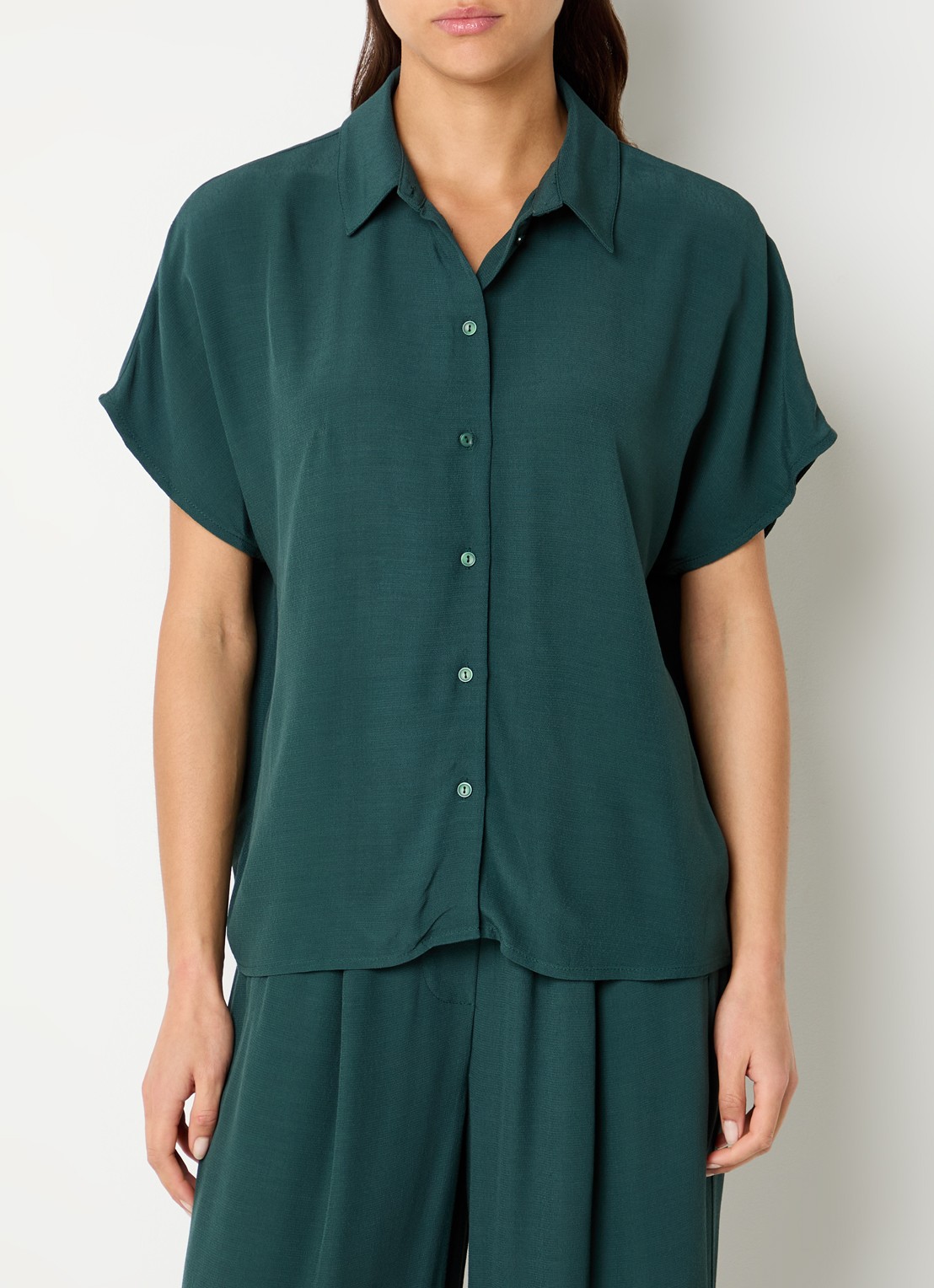 by-bar Barley blouse van crêpe  - detail 4 zeegroen