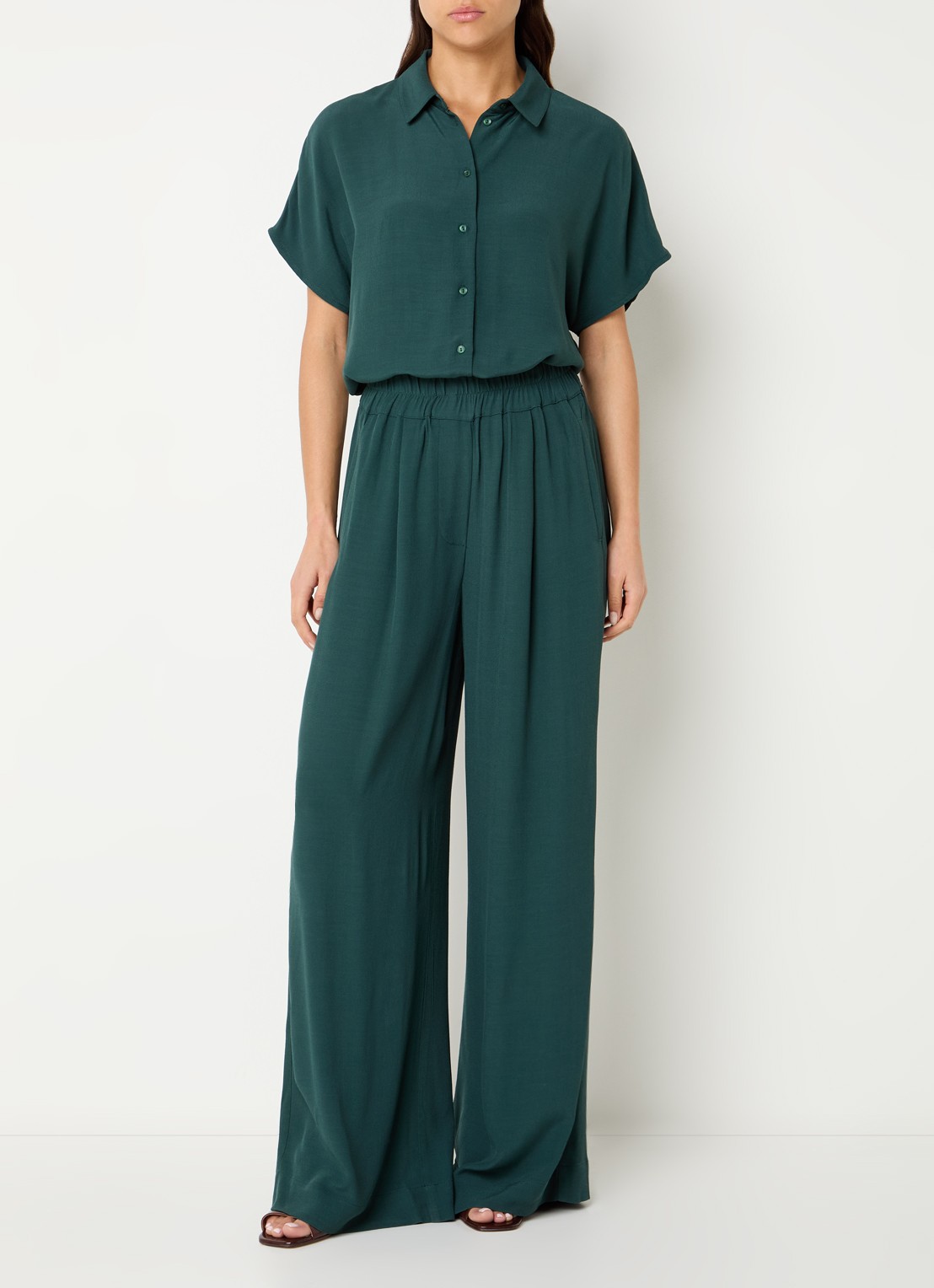 by-bar Barley blouse van crêpe  - voorkant 2 zeegroen