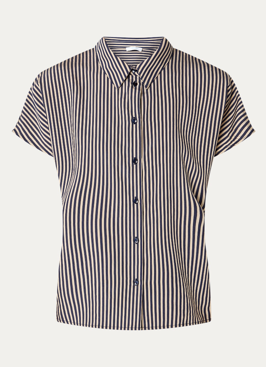 by-bar Barley blouse van satijn met streepprint - voorkant 2 zand