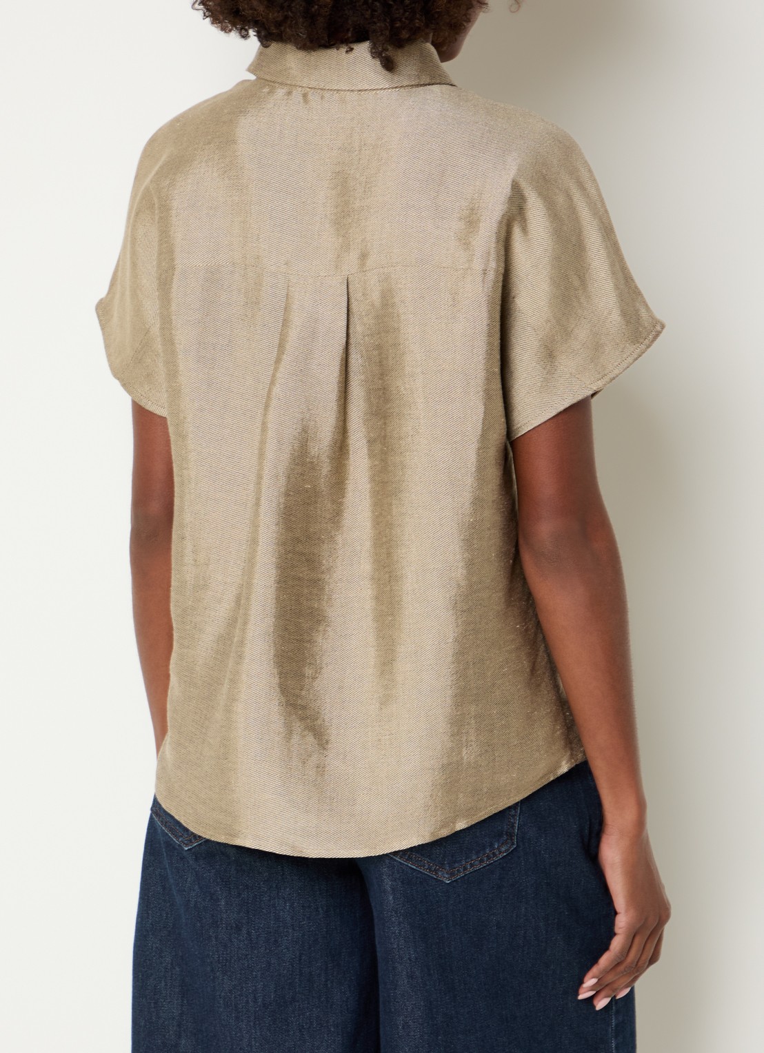 by-bar Barly blouse in linnenblend - achterkant khaki