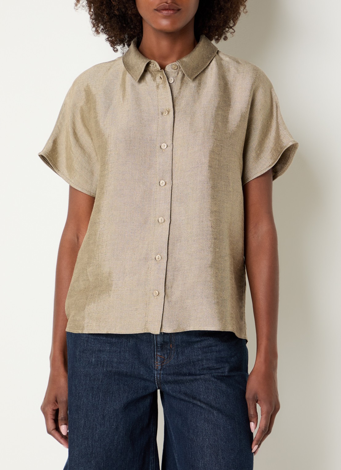 by-bar Barly blouse in linnenblend - detail 2 khaki