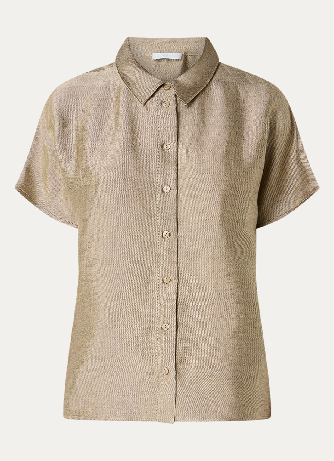 by-bar Barly blouse in linnenblend - voorkant 3 khaki