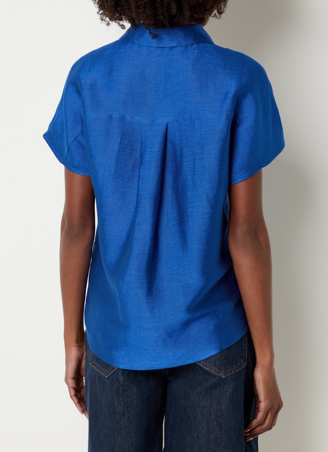 by-bar Barly blouse in linnenblend - achterkant 3 kobaltblauw