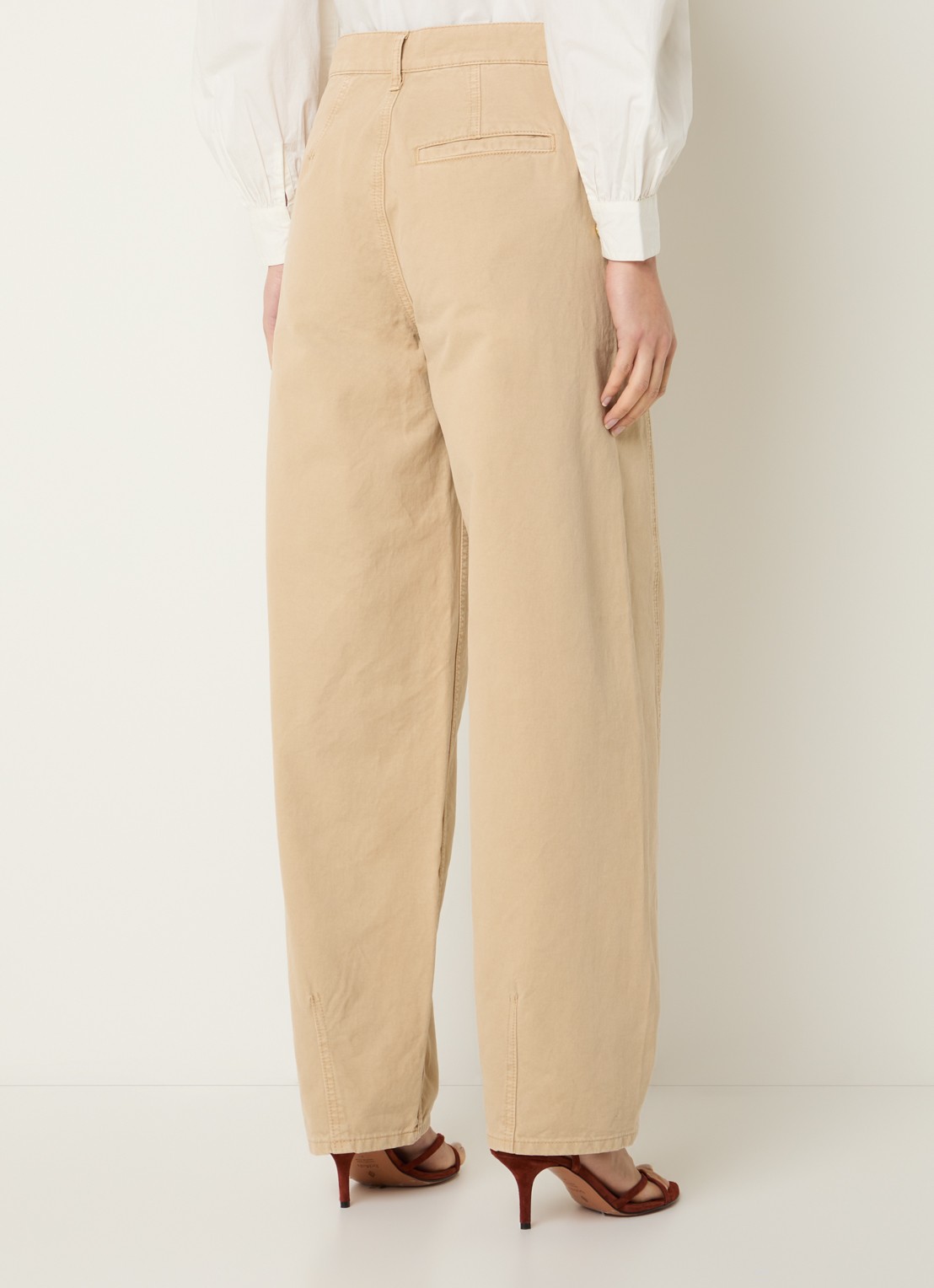 by-bar Barth high waist straight fit broek met steekzakken - achterkant 3 beige
