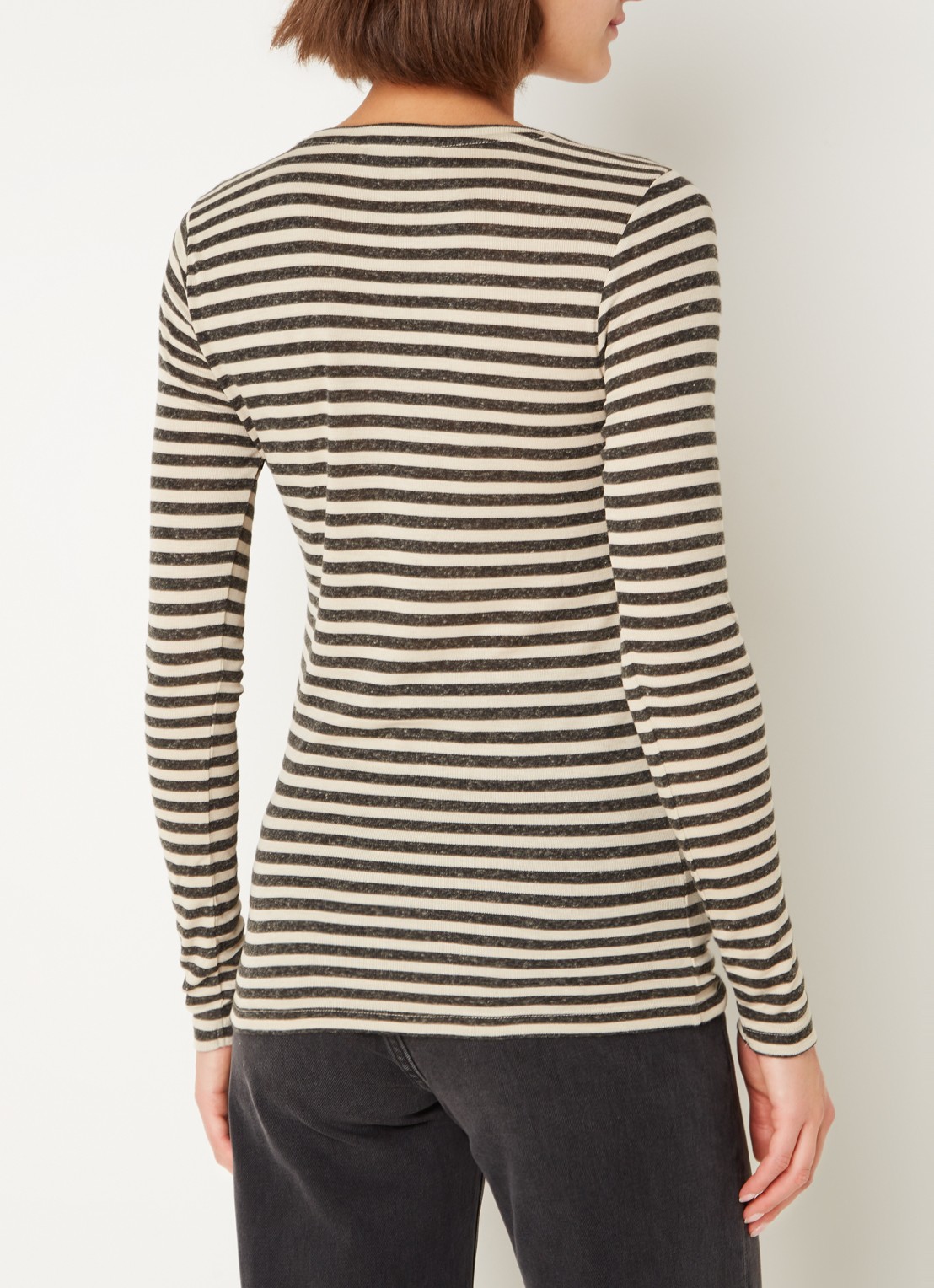 by-bar Basic Ls longsleeve T-shirt met streepprint - achterkant 3 zwart