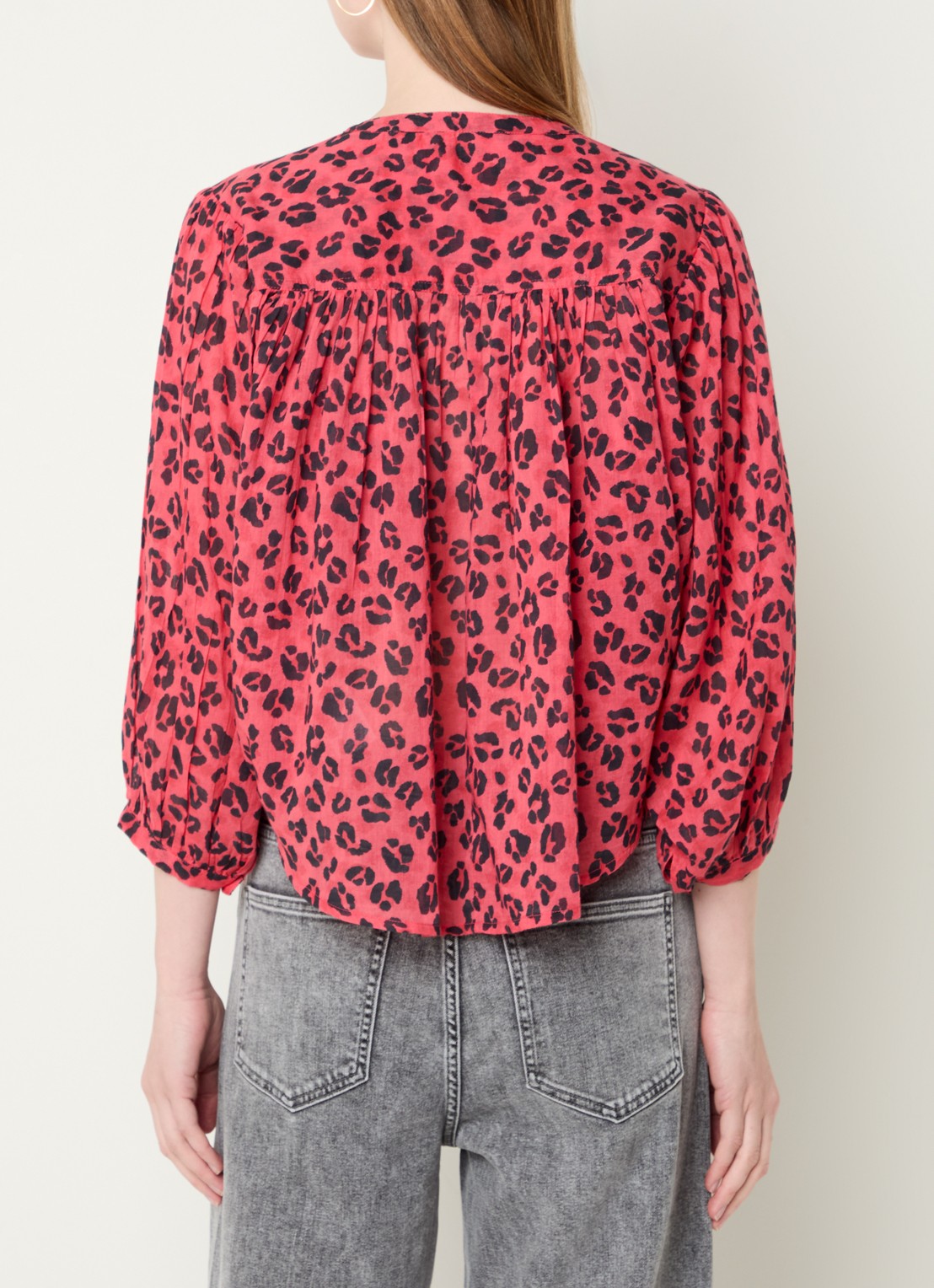 by-bar Becky blouse met panterprint - achterkant 4 rood