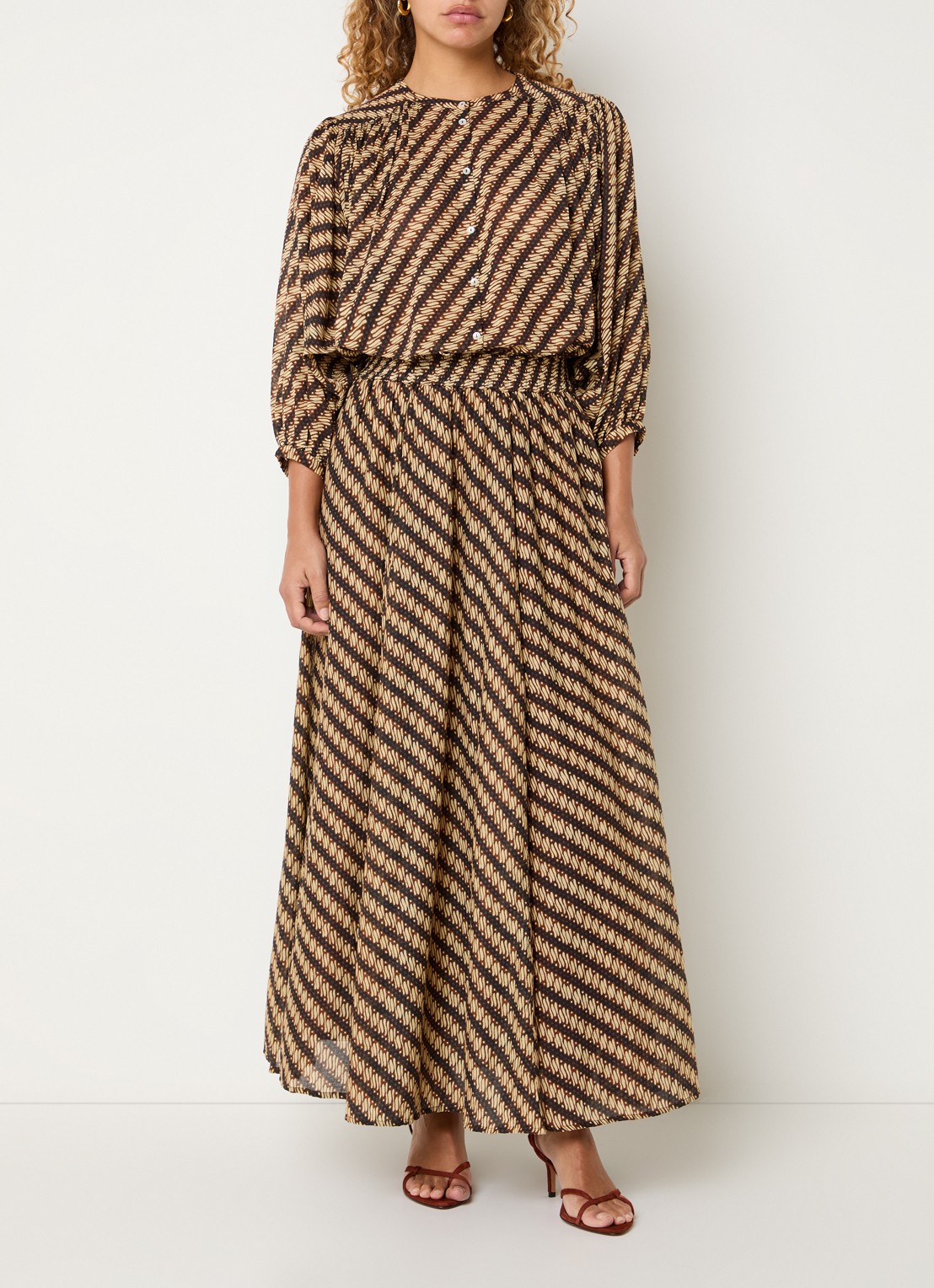 by-bar Becky blouse met print - voorkant 4 bruin