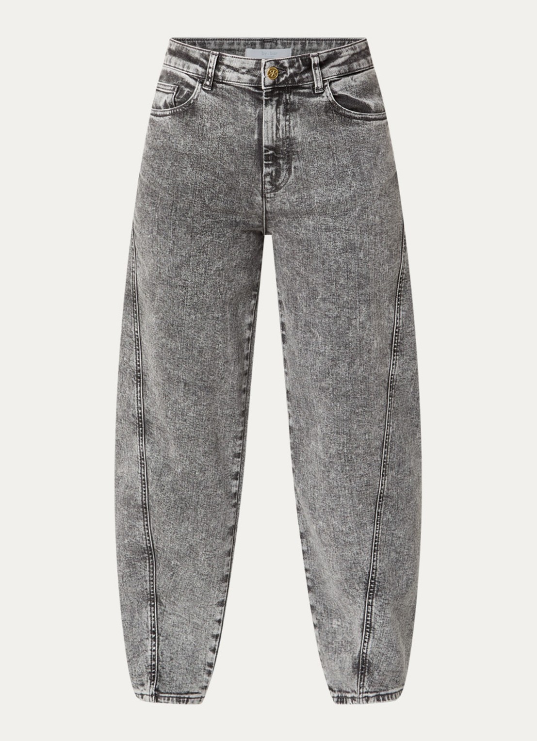 by-bar Begum high waist balloon fit jeans met gekleurde wassing - voorkant 4 grijs