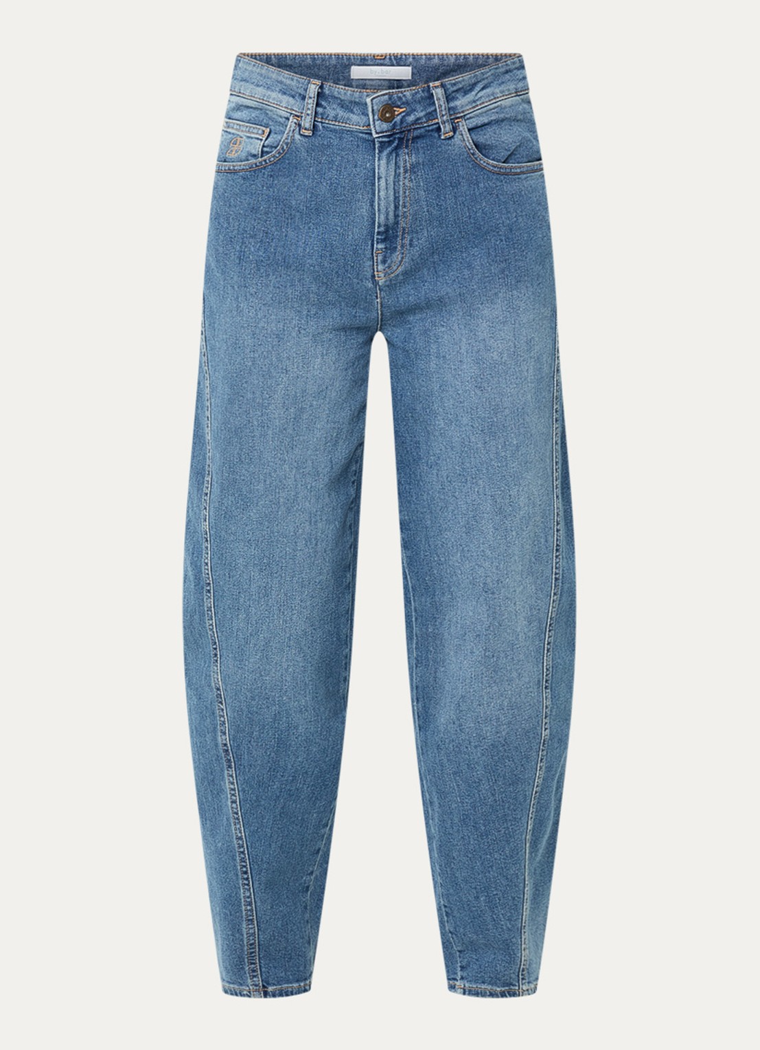 by-bar Begum high waist loose fit jeans met medium wassing - voorkant 4 indigo