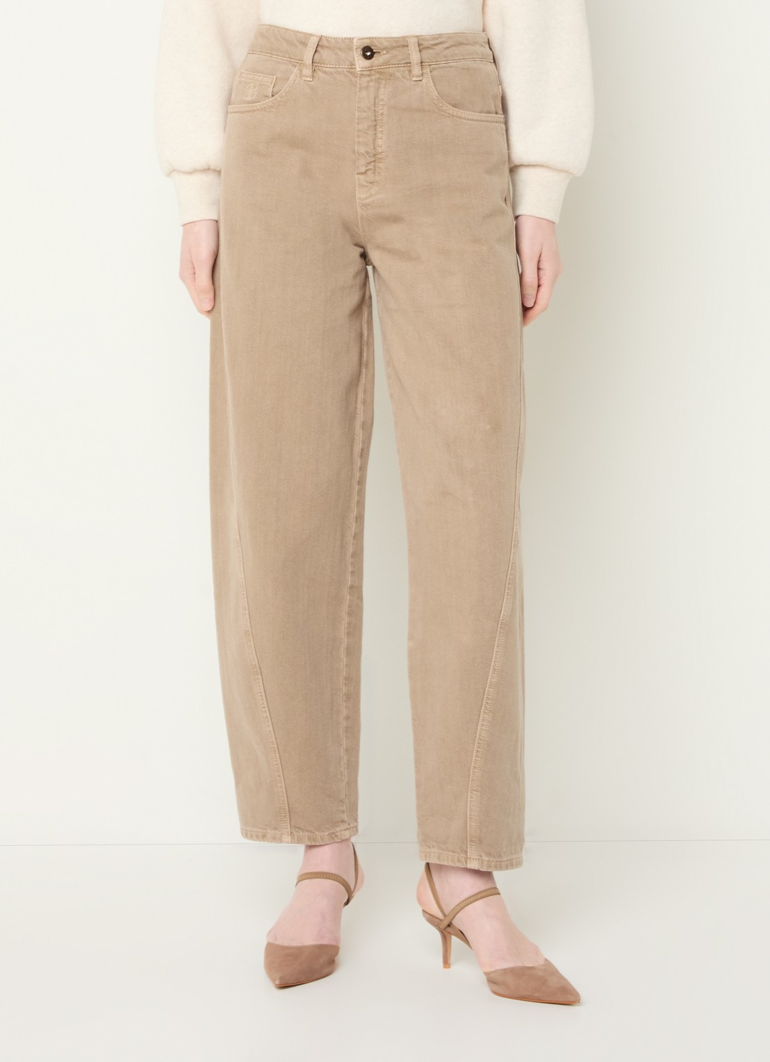 by-bar Begum high waist straight leg jeans met gekleurde wassing - detail 4 zand