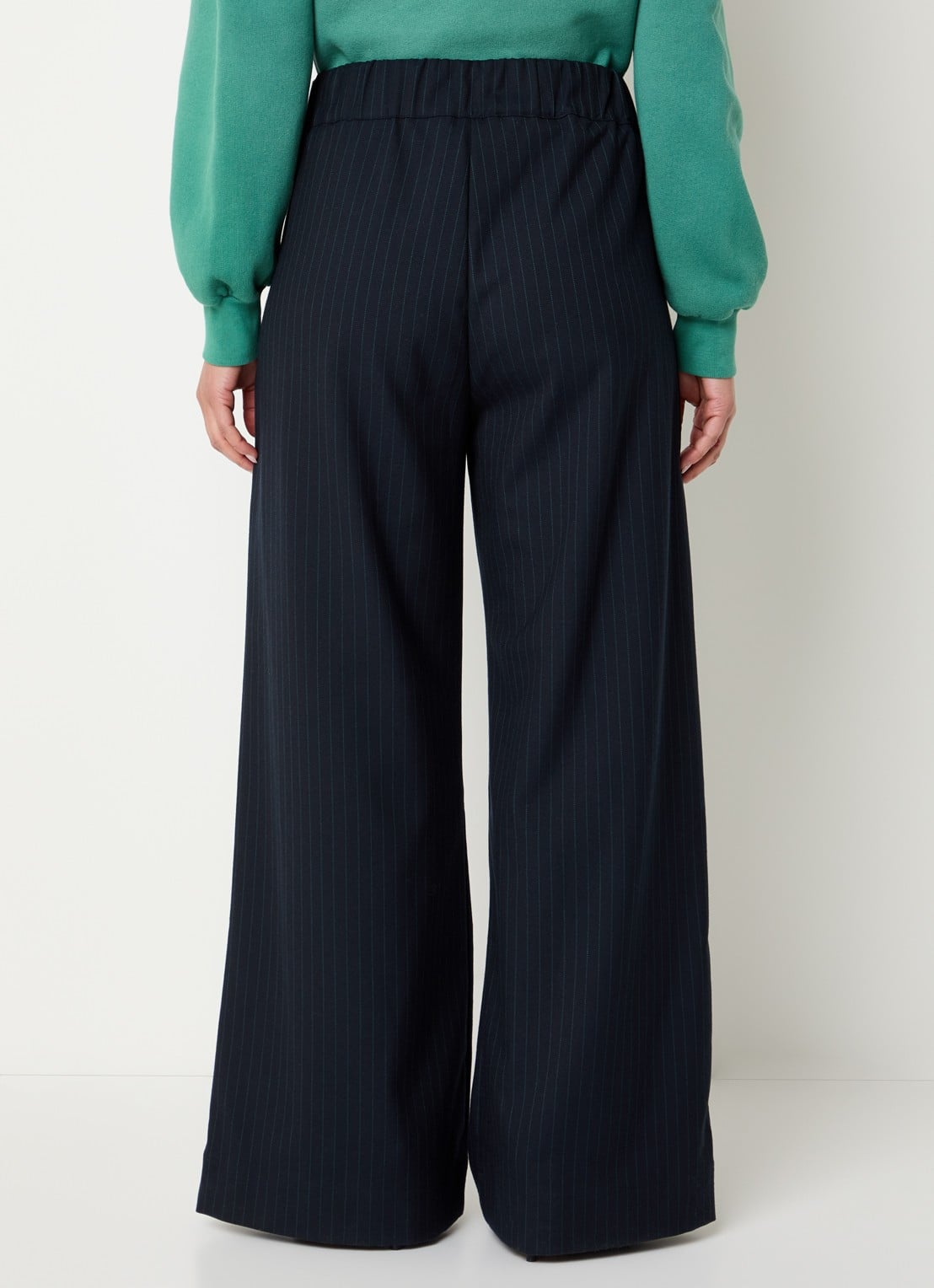 by-bar Benji high waist loose fit palazzo broek met steekzakken - achterkant 2 donkerblauw