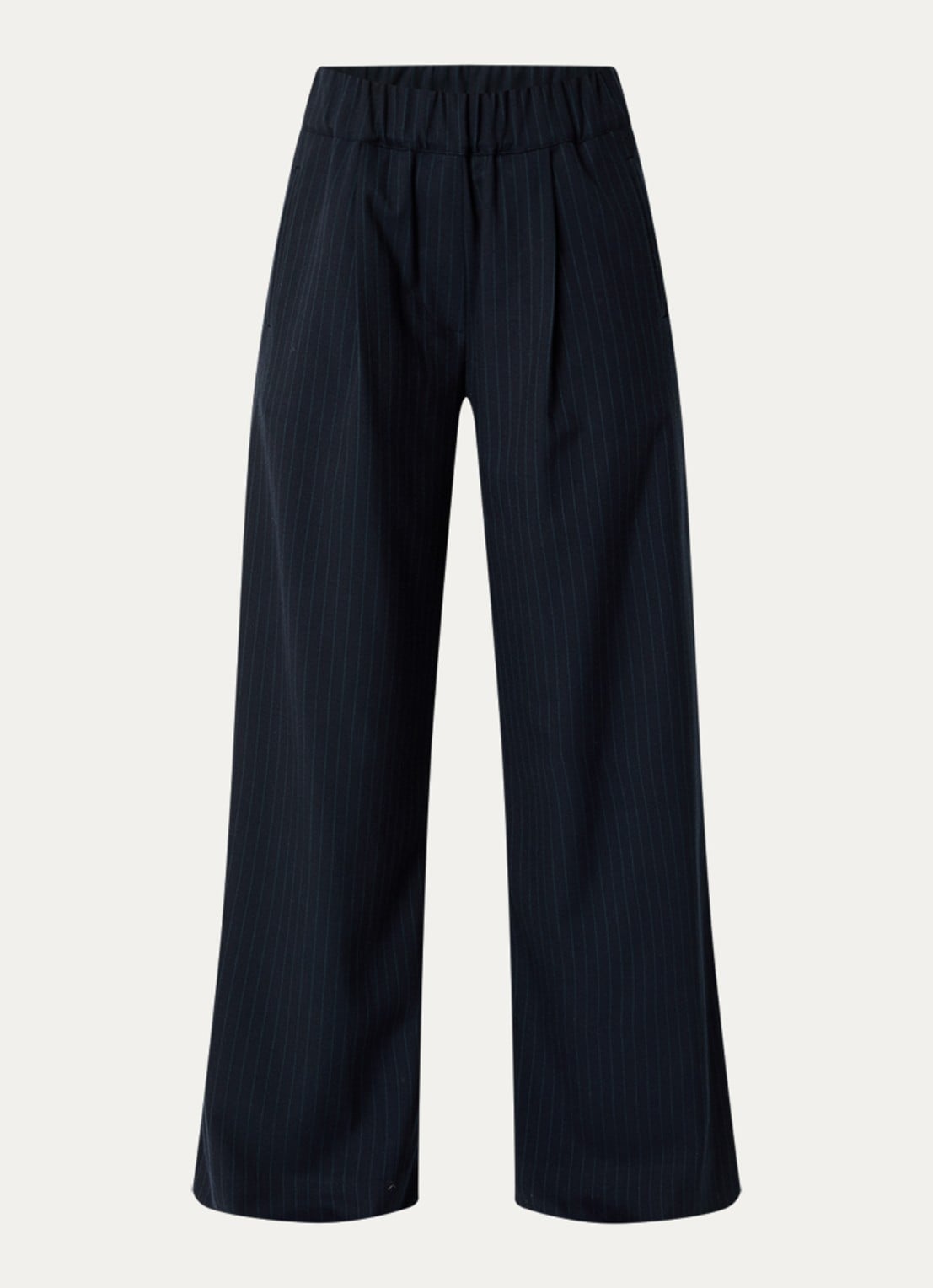 by-bar Benji high waist loose fit palazzo broek met steekzakken - voorkant 3 donkerblauw