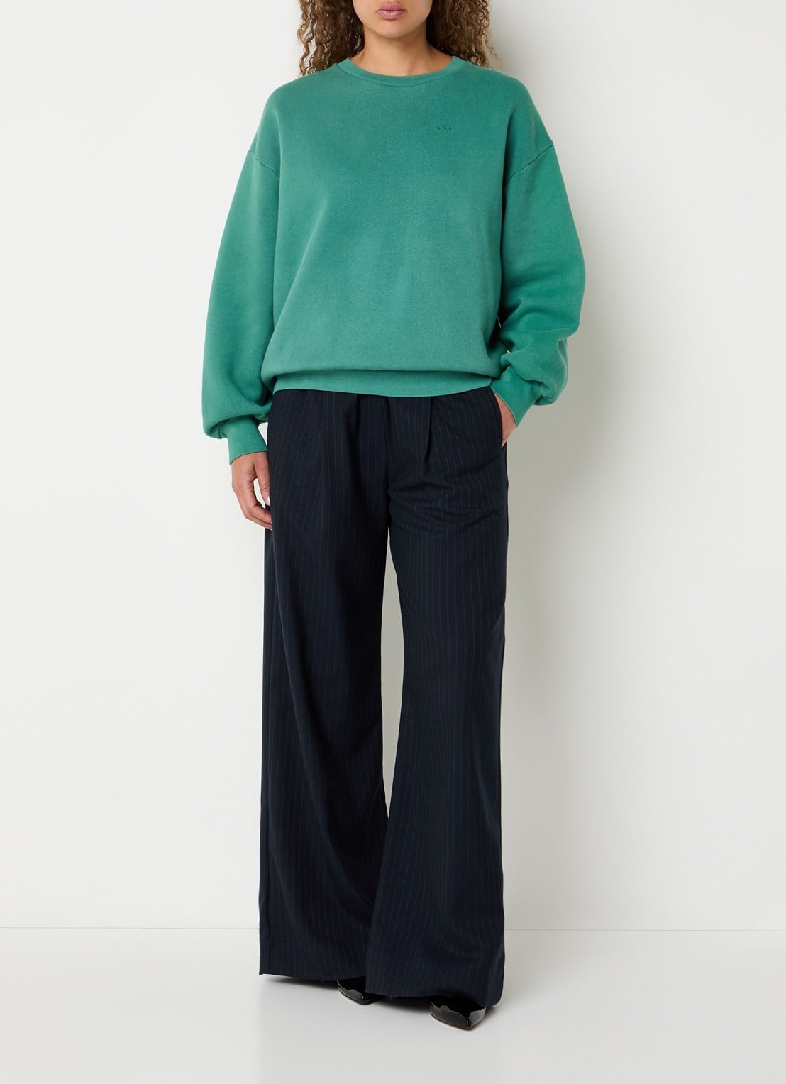 by-bar Benji high waist loose fit palazzo broek met steekzakken - voorkant 4 donkerblauw