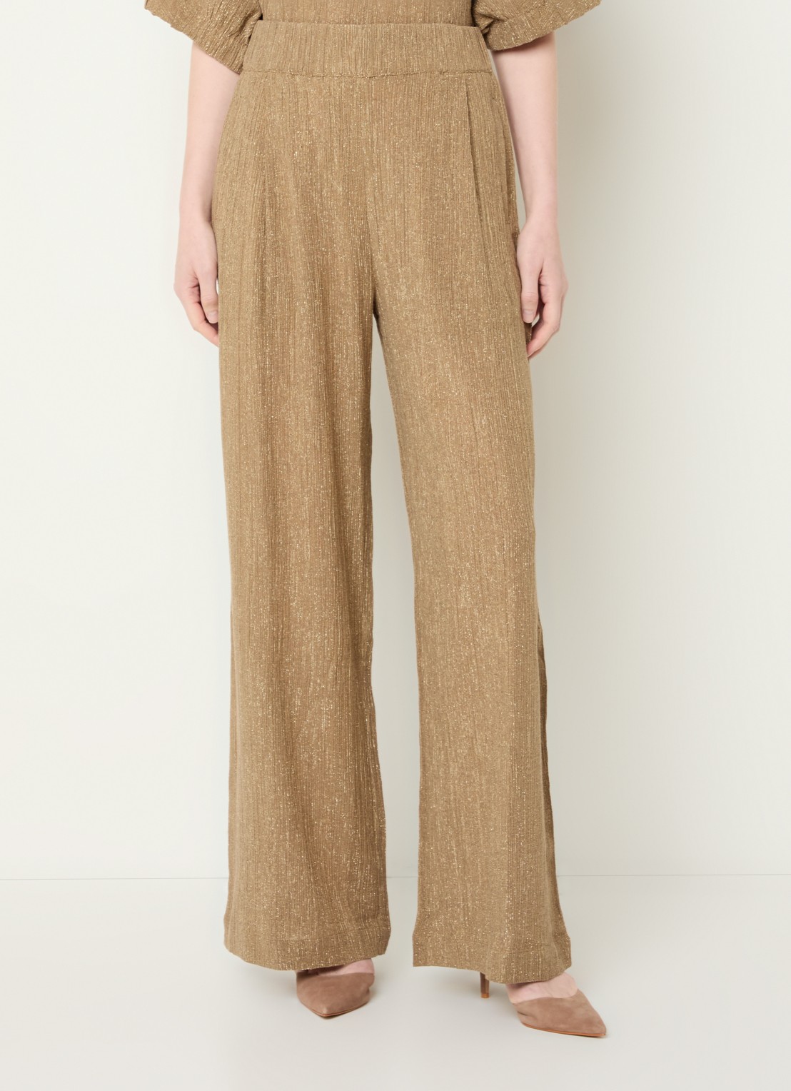 by-bar Benji high waist loose fit pantalon met lurex - detail 3 goud