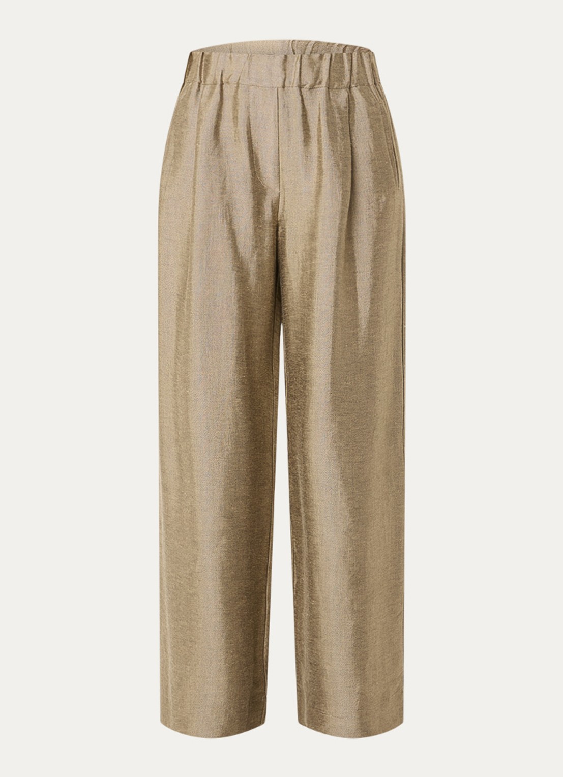 by-bar Benji high waist loose fit pantalon met lurex - voorkant 2 zand