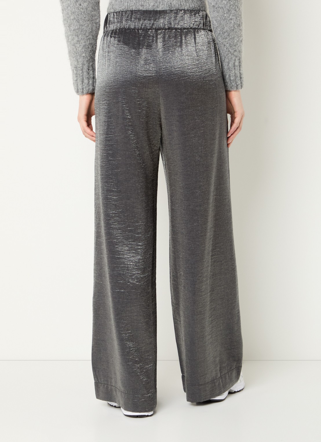 by-bar Benji high waist loose fit pantalon met metallic finish - achterkant antraciet