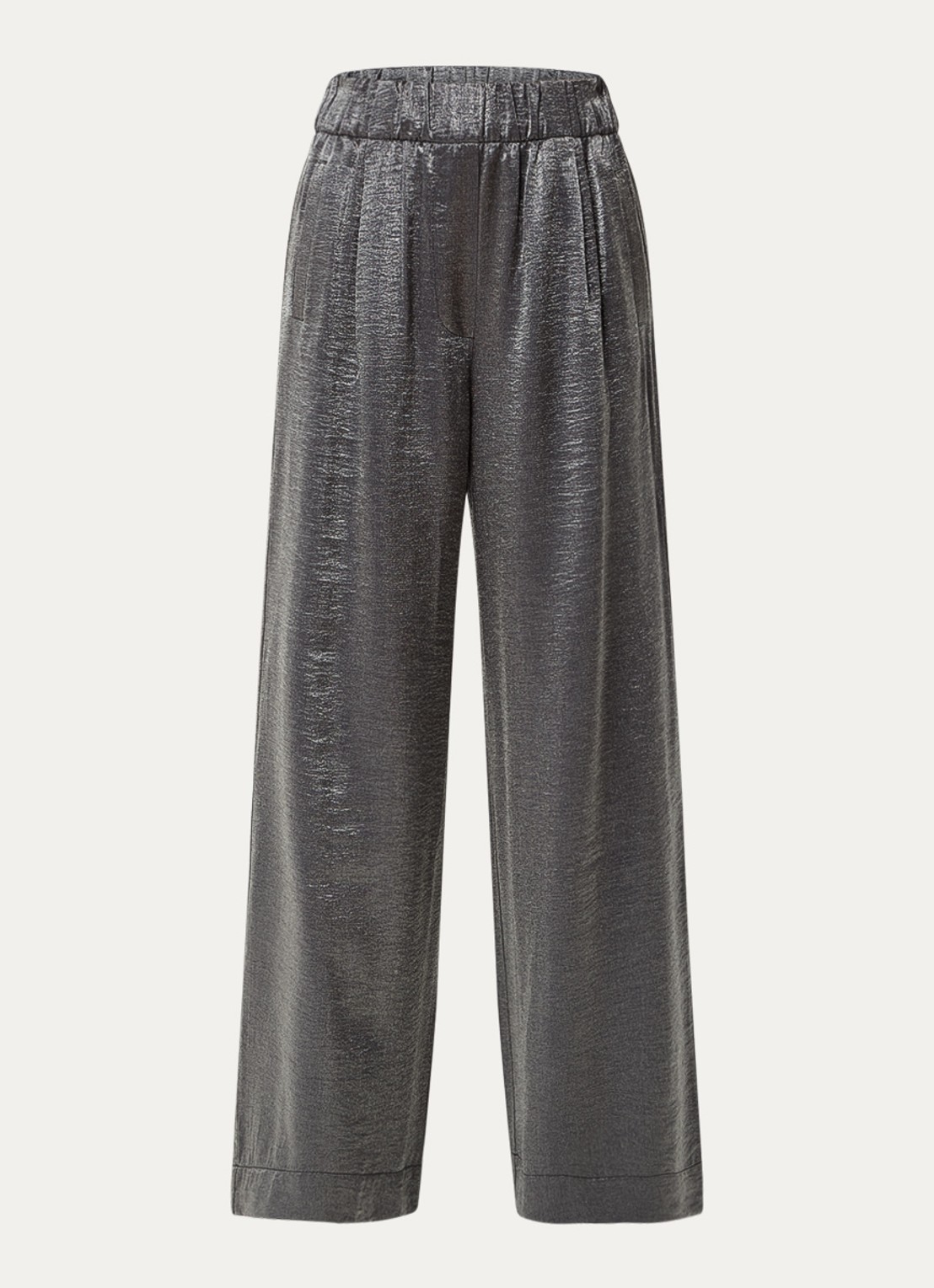 by-bar Benji high waist loose fit pantalon met metallic finish - voorkant 2 antraciet
