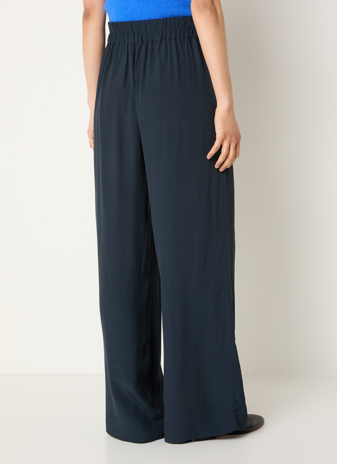 by-bar Benji high waist wide fit broek met steekzakken  - achterkant 4 donkergrijs
