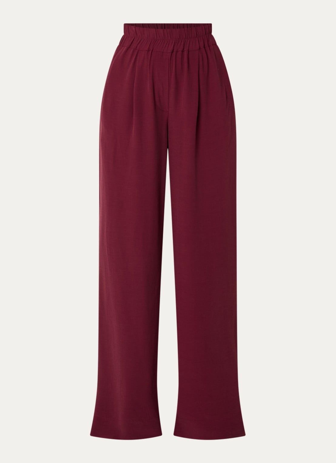 by-bar Benji high waist wide fit palazzo broek met steekzakken - voorkant 3 bordeauxrood