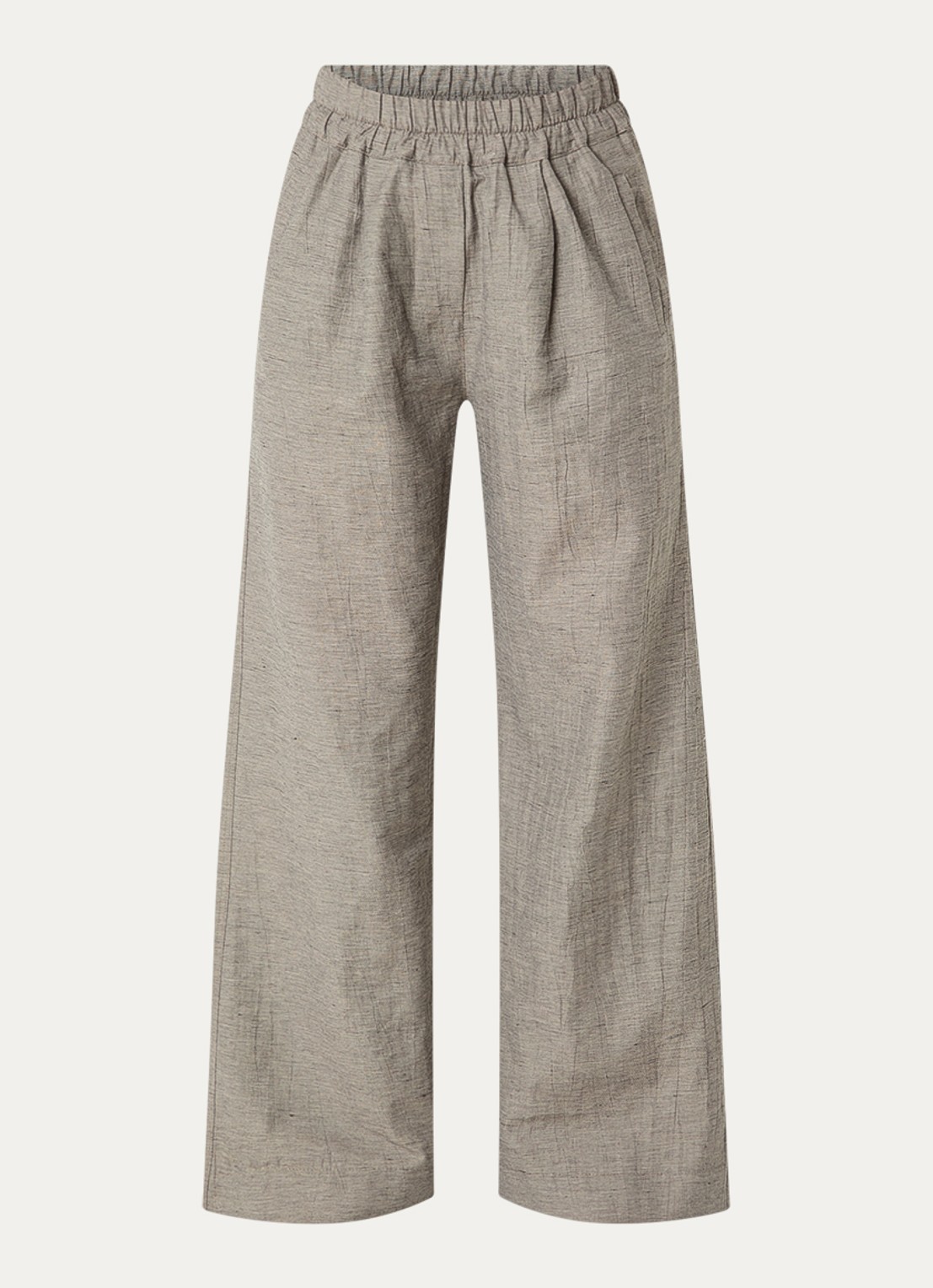 by-bar Benji high waist wide fit pantalon in linnenblend met steekzakken - voorkant 2 grijs