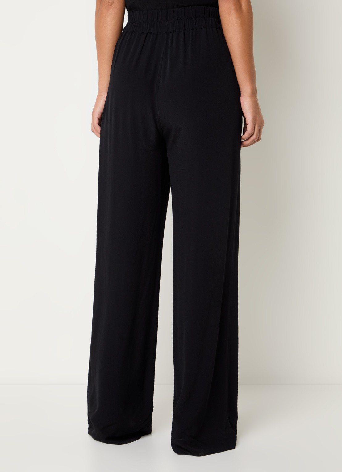 by-bar Benji high waist wide fit pantalon met steekzakken - achterkant 2 zwart