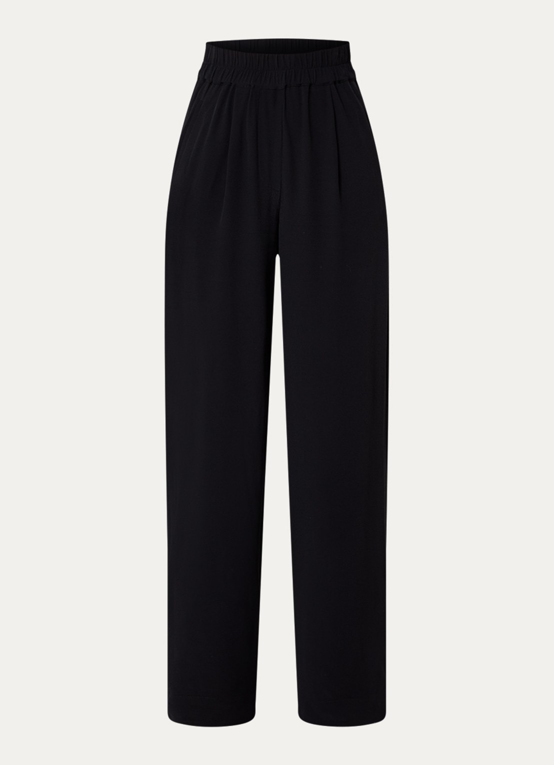 by-bar Benji high waist wide fit pantalon met steekzakken - voorkant 3 zwart