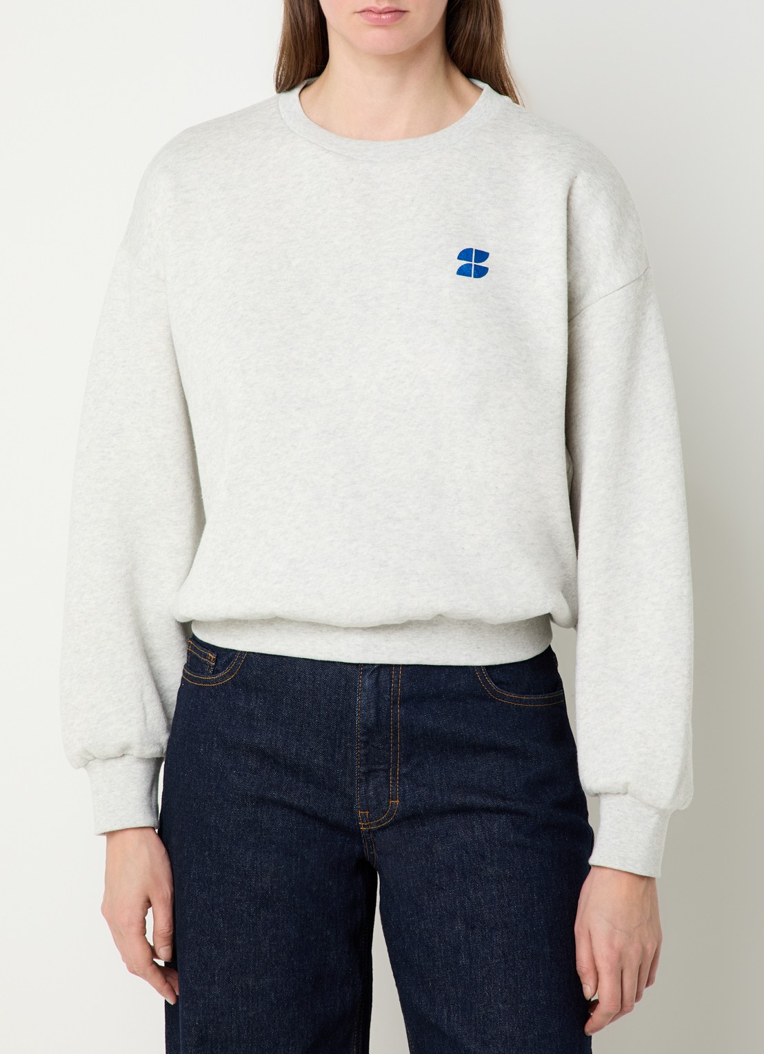 by-bar Bibi sweater met front- en backprint - achterkant grijsmele