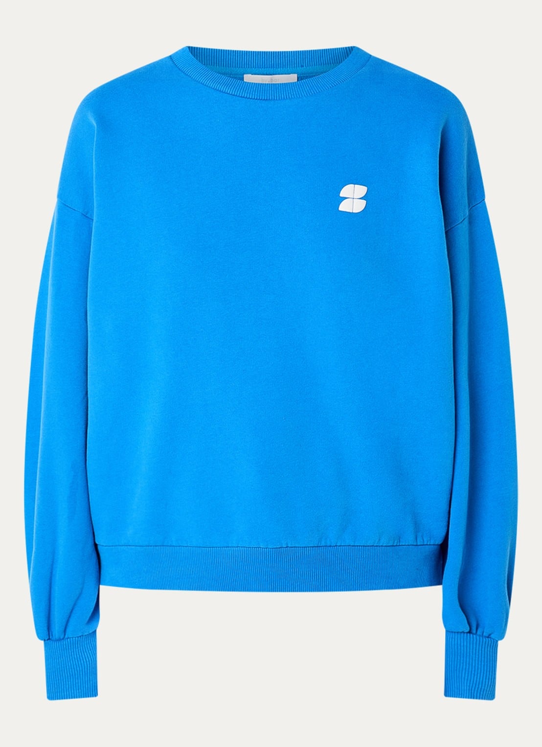 by-bar Bibi sweater met front- en backprint - voorkant blauw