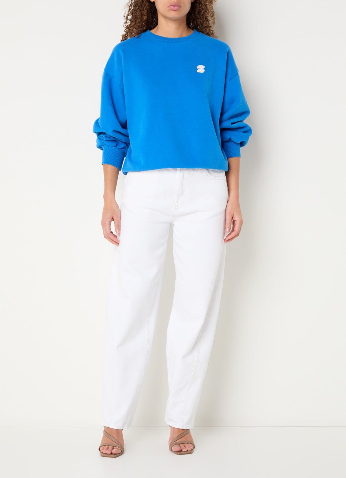 by-bar Bibi sweater met front- en backprint - voorkant 2 blauw