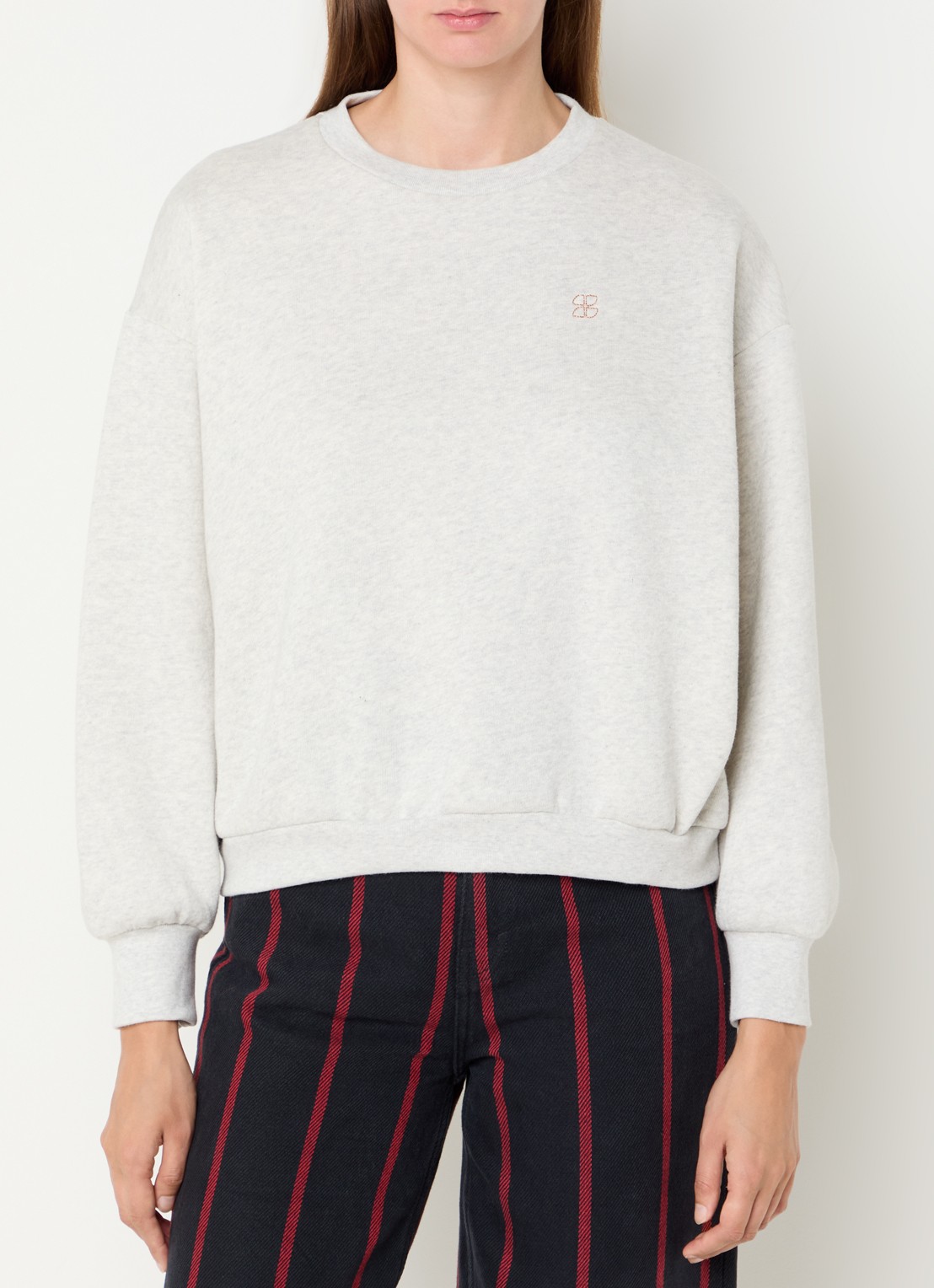 by-bar Bibi sweater met logo- en backprint - achterkant 4 grijsmele