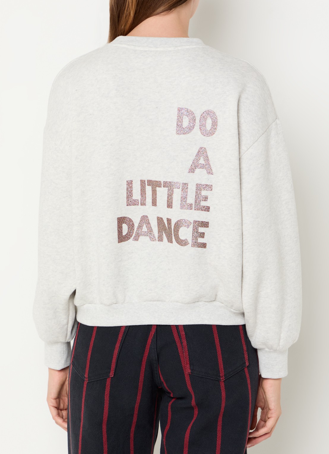 by-bar Bibi sweater met logo- en backprint - detail 3 grijsmele