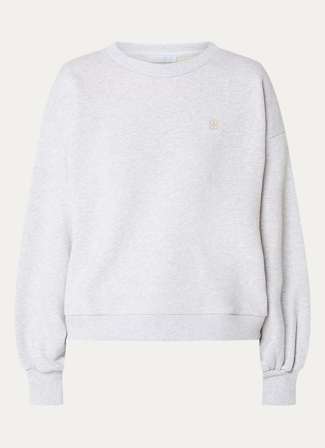 by-bar Bibi sweater met logo - voorkant 3 lichtgrijs