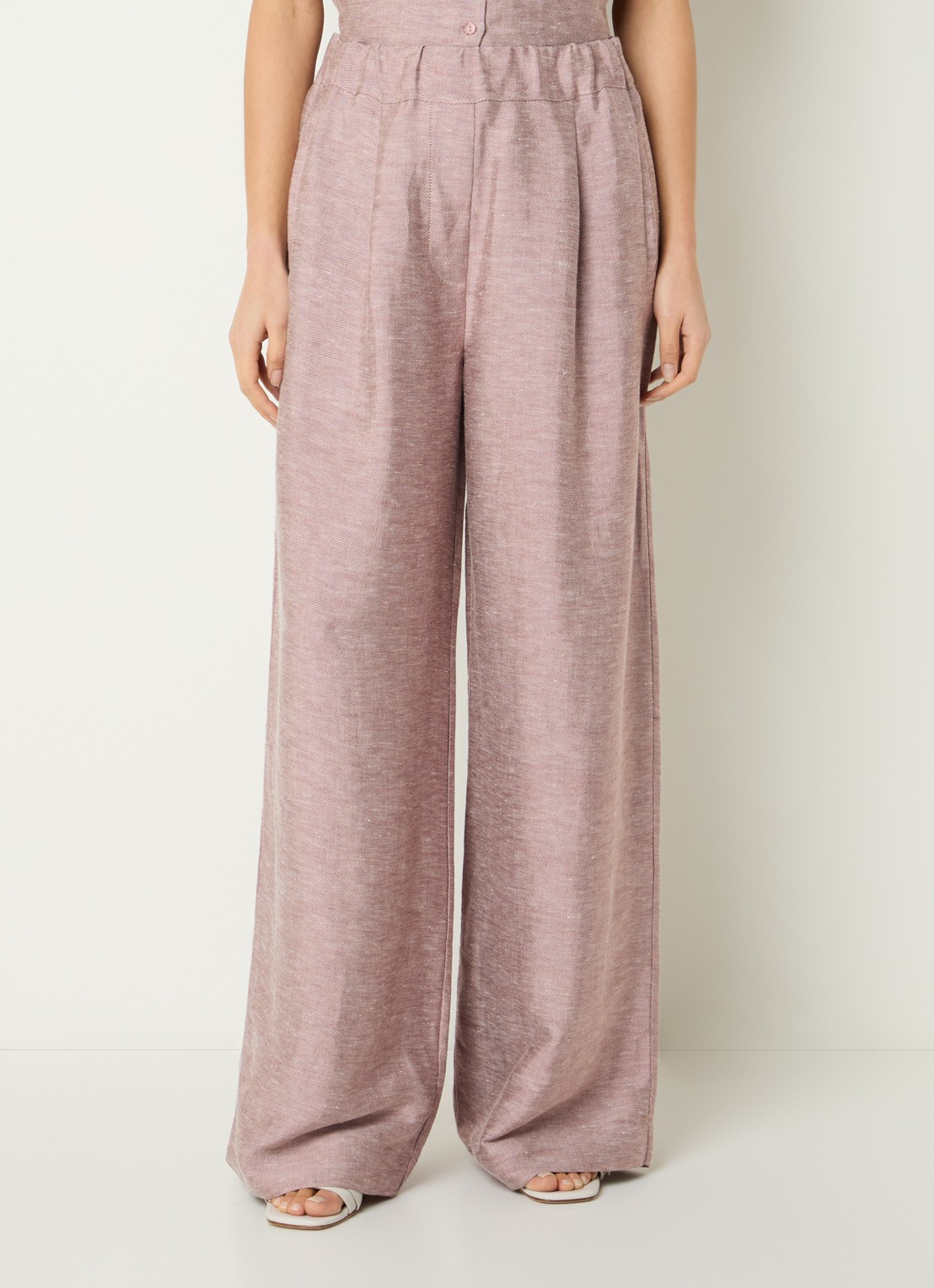 by-bar Celin high waist loose fit broek met gemêleerd dessin - detail 2 oudroze