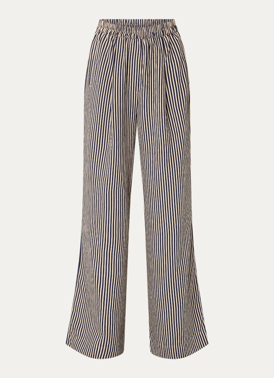 by-bar Celin high waist wide fit palazzo broek met streepprint - voorkant donkerblauw