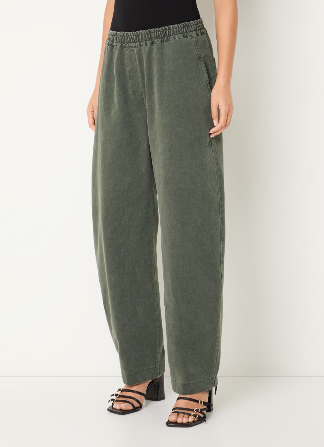 by-bar Davi high waist wide fit broek met steekzakken - detail 2 bronsgroen